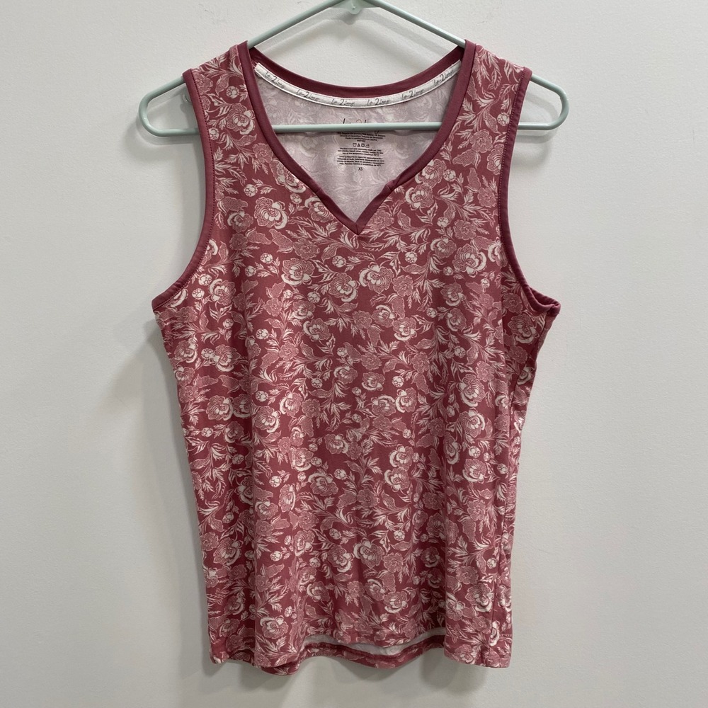 Live 2 Lounge Tank Top Women XS Mauve Floral Pajama Sleepwear Loungewear Soft